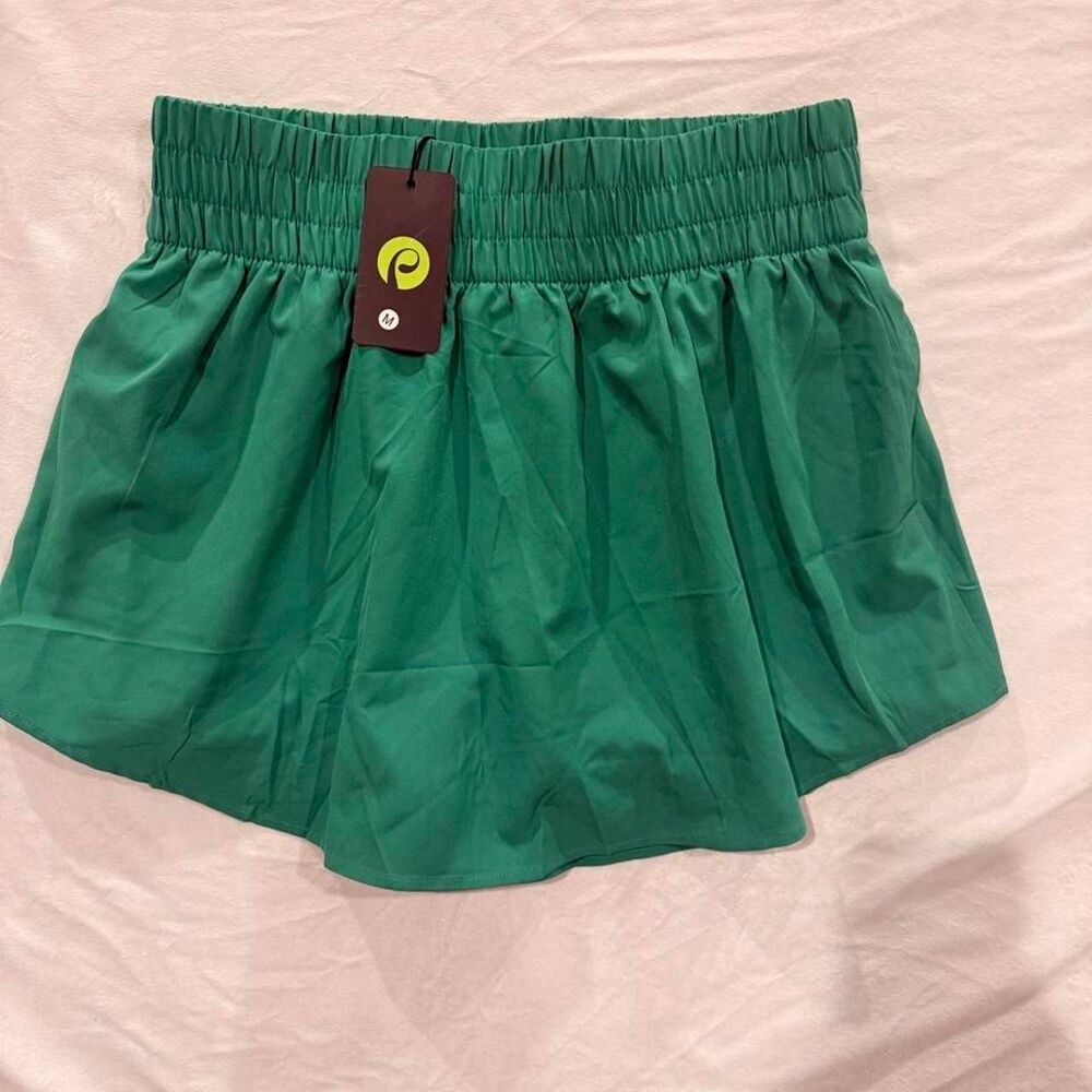 PINSPARK 15" Women's Tennis Skirt High Elastic Waist Skort w Pockets